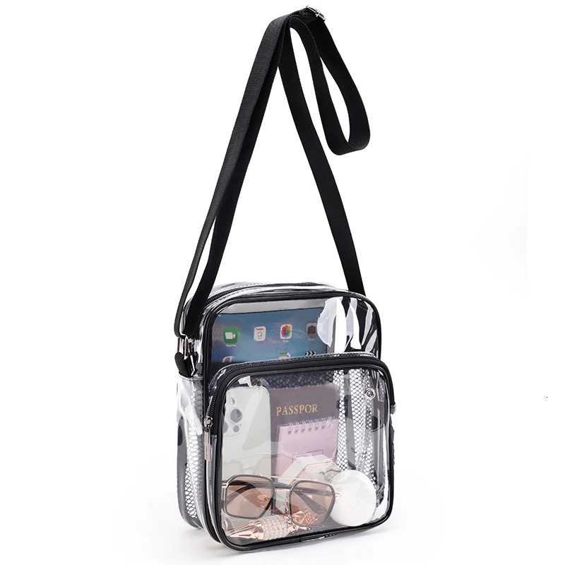 TINYAT Women Lightweight Mesh Strap Waterproof Transparent pvc Bags Put Lost Headphone Jack Umbrella Cell Phone 9.7 inch iPad 250407