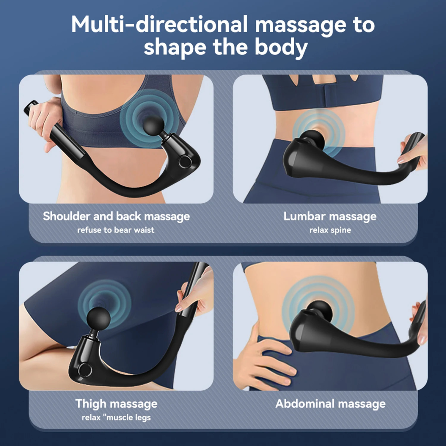 Massage Gun with Extended Handle Revolutionary U-Shaped Back MassagerDeep Relax Body Massager for NeckShoulder Abdomen Leg 250414
