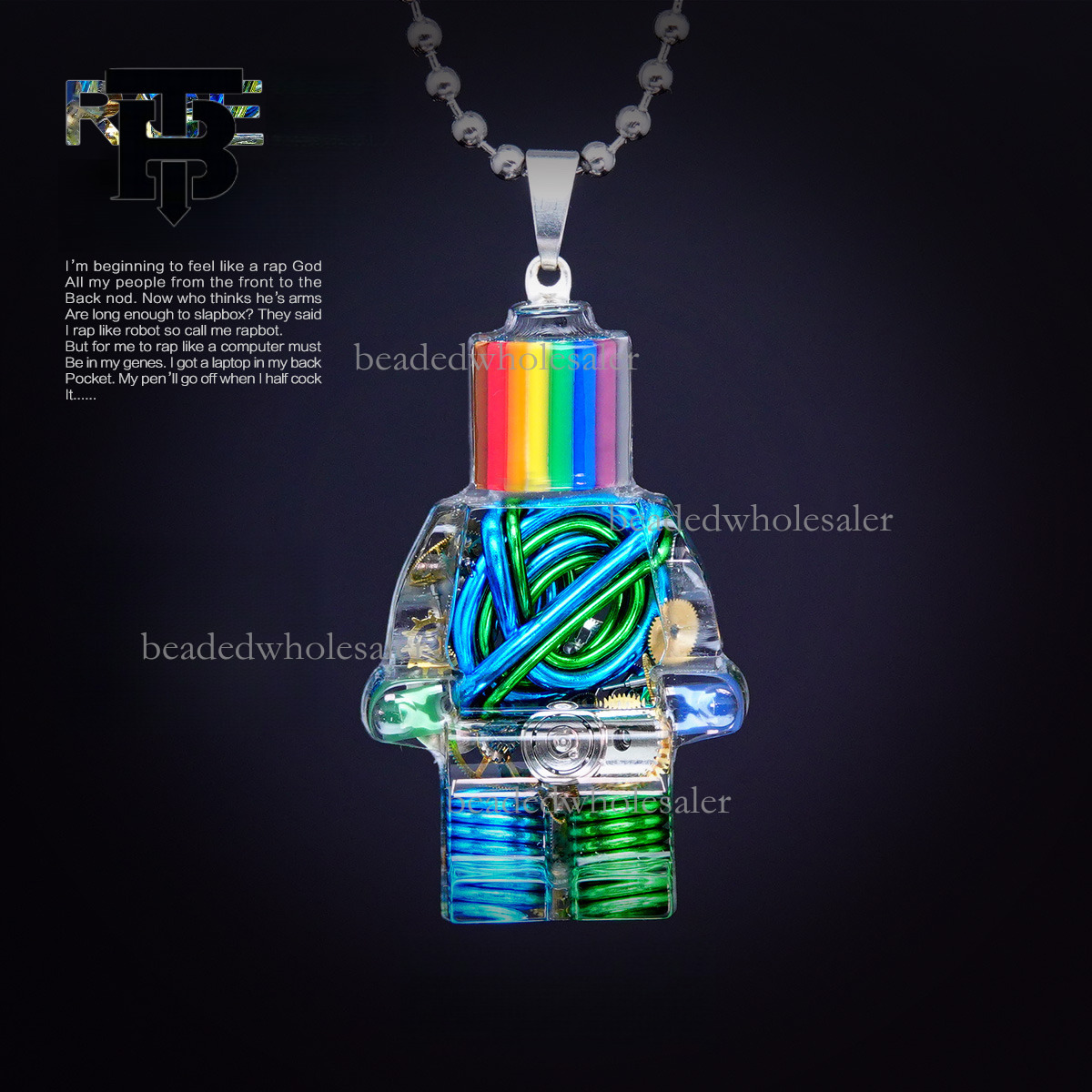 TB BHULAMTE Designer Original Fashion Necklace Y2K New Cyberpunk Style Necklace Colorful Neon Robot Pendant Luxury Jewelry Keychain