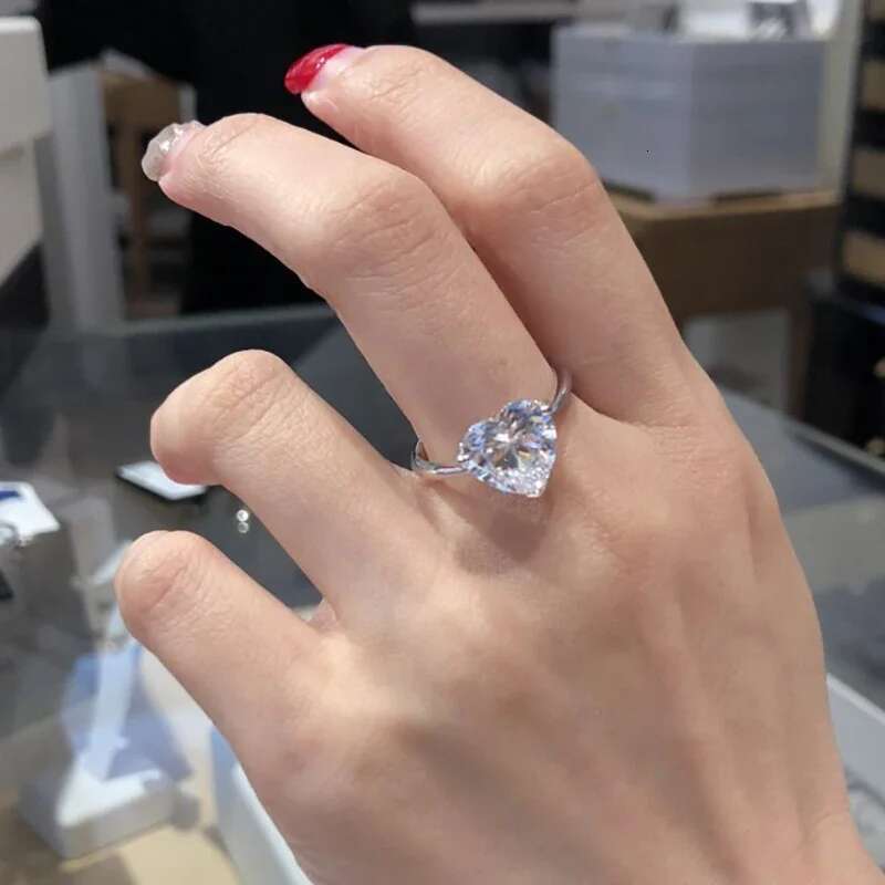 6 7 8 9 10 Carat Solid Au417 10K White Gold Ring Luxury Heart shape DVVS1 Moissanite Diamonds Wedding Party Engagement birthday