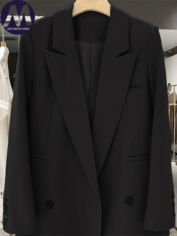 Womens Jacket Spring and Autumn Korean Fashion Long Sleeve Office Straight Set Casual Loose Street Trend Coat 250414