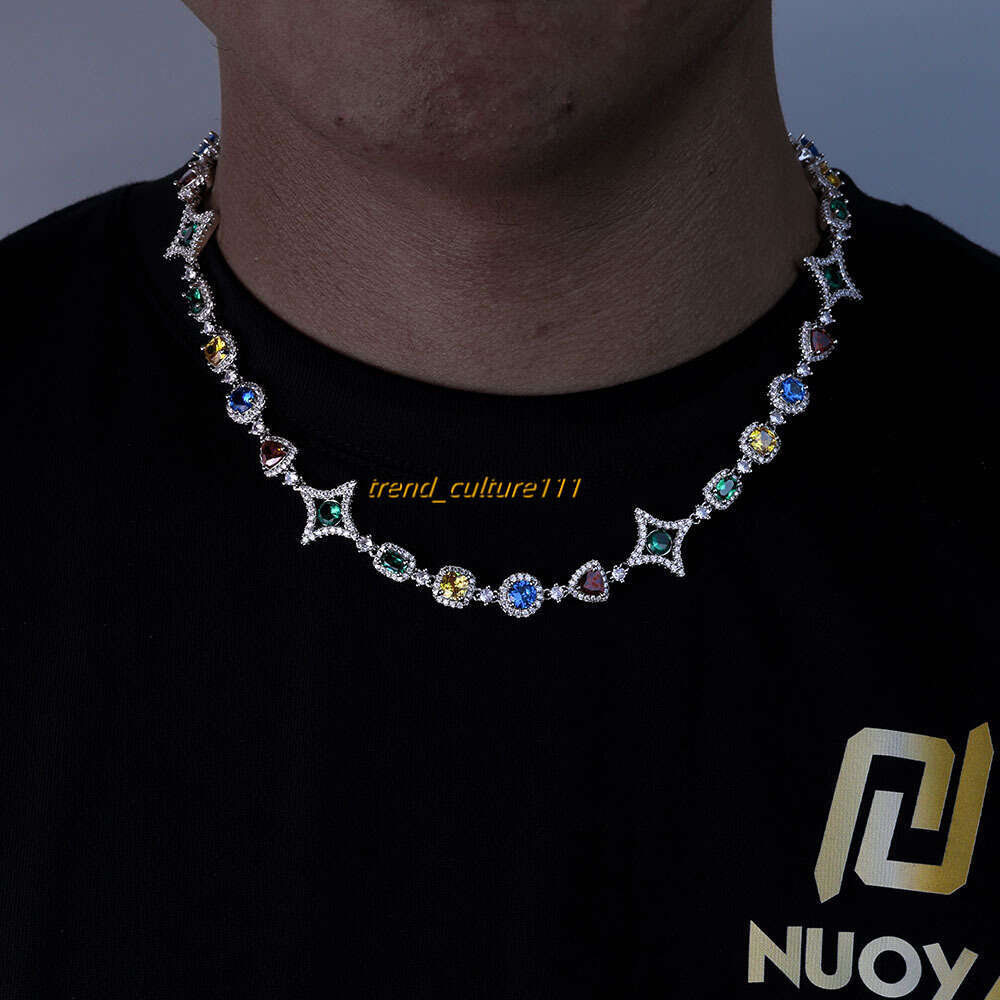 Jewelry, hip-hop, colorful necklace, women's accessories, high-end Moissanite men's bracelet