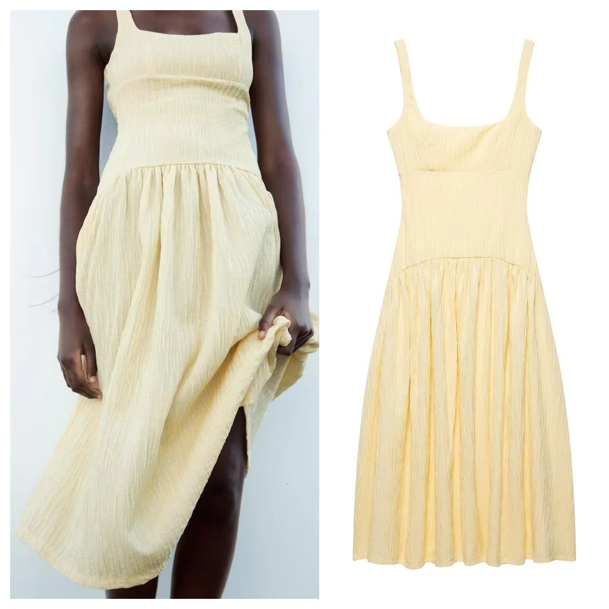 European and American style 2025 backless holiday waist hanging dress 250411