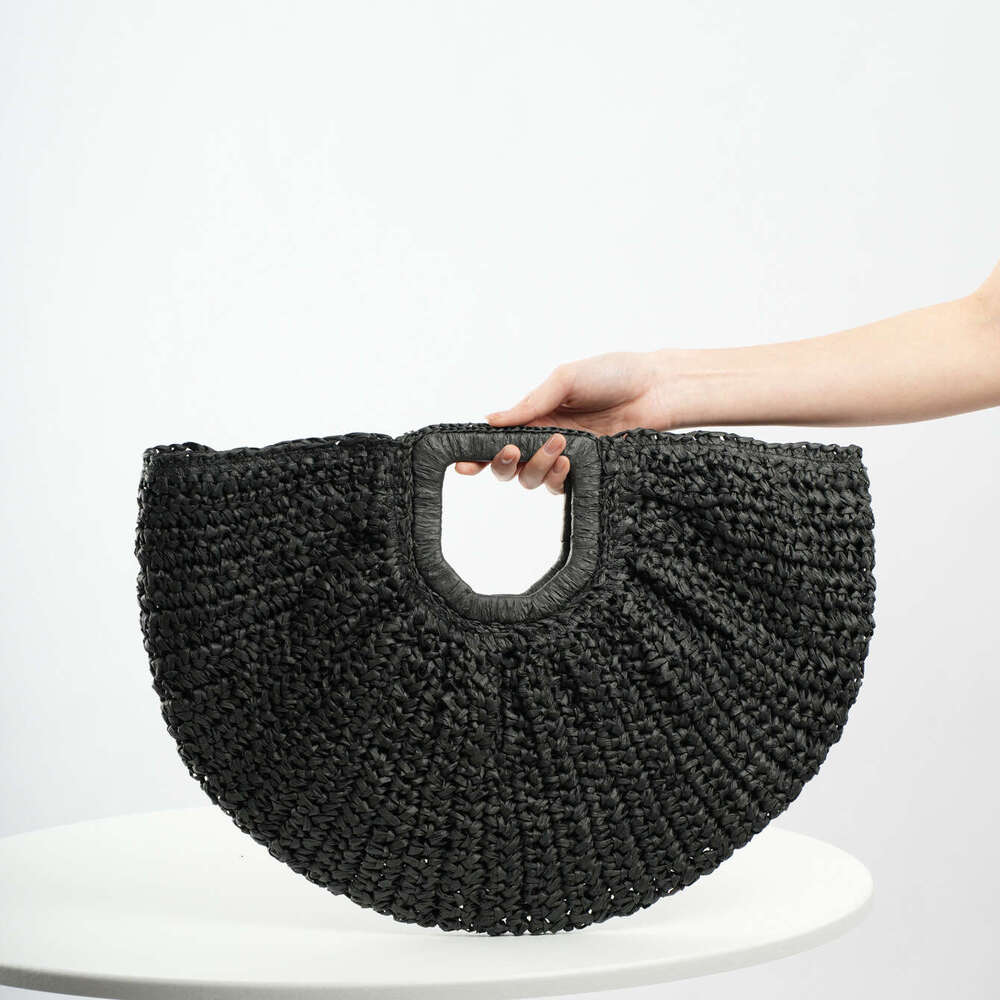 Handmade Beach Bag Large Handmade Grass Woven Beach Vacation Leisure Party Street Fashion Hand-Held Moon Bag Kq2
