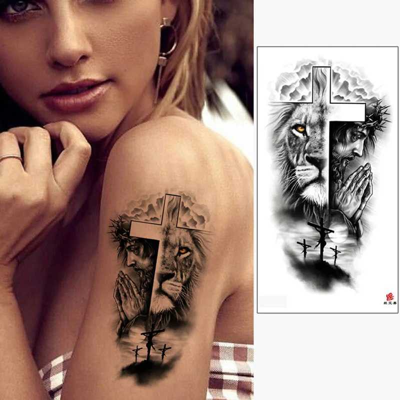 Men women animals lions tigers bear tattoo stickers wolf crowns body art arm fake tattoosXJ25414