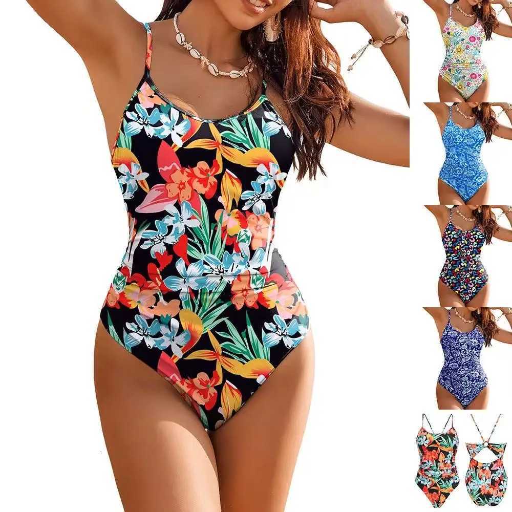 2025 New One Piece Beach Swimsuit One Piece Women Gather Sexy Sling Underwear Backless Swimsuit Fashion Printed SwimwearsW251113