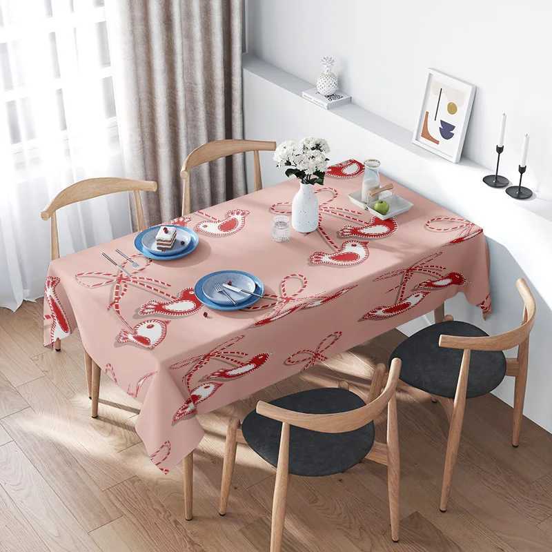 Christmas Rustic Style Christmas Tablecloth with Festive Red White Design Perfect for Holiday Dinners Y251113