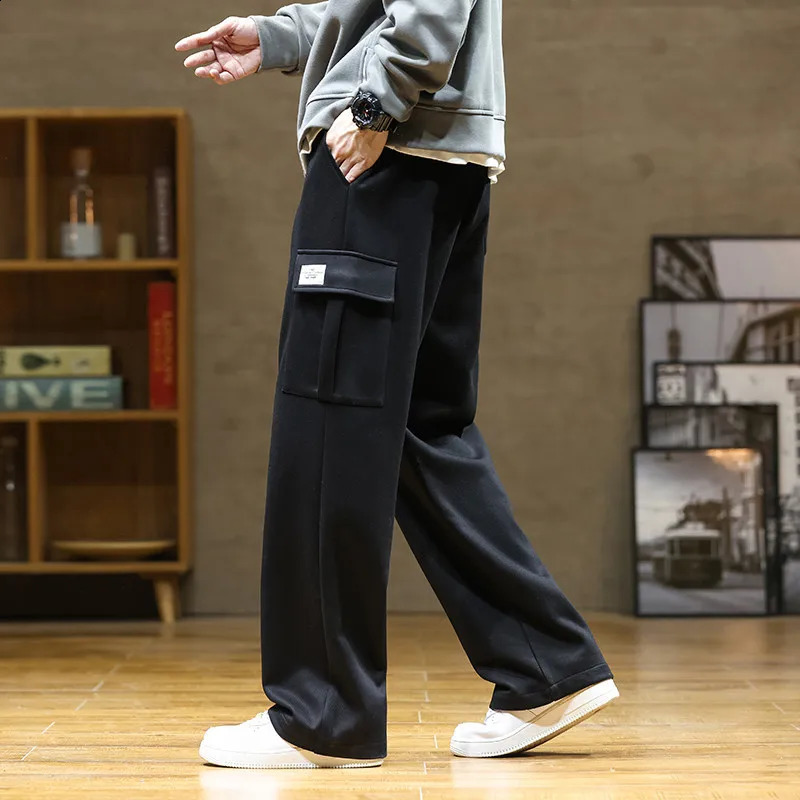 Korean autumn plus size sports pants loose mens casual work 250407