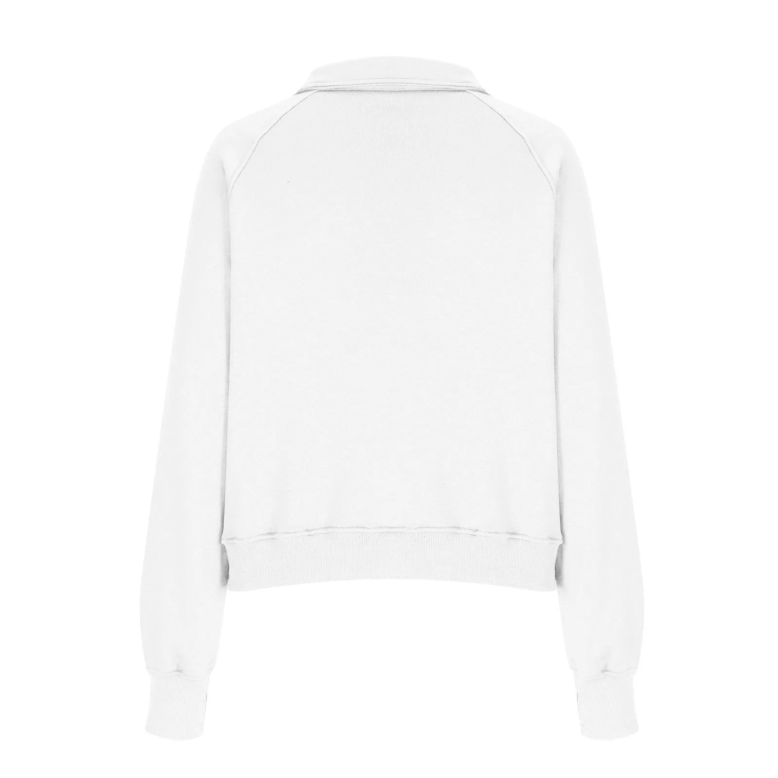 Womens standing collar with wool solid color hooded sweatshirt long sleeved pocket loose half zipper top 250414Z