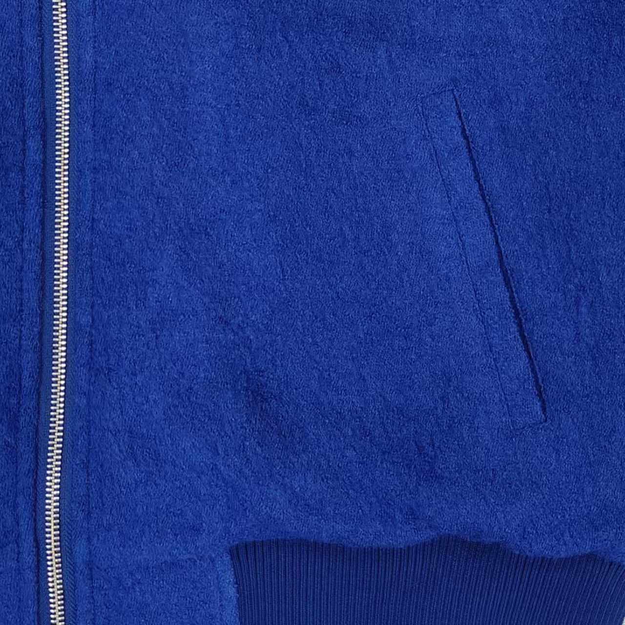 Men's Blue Tweed Zip-up Jacket with Shirt collar Ribbed cuffs and hem for Casual Streetwear