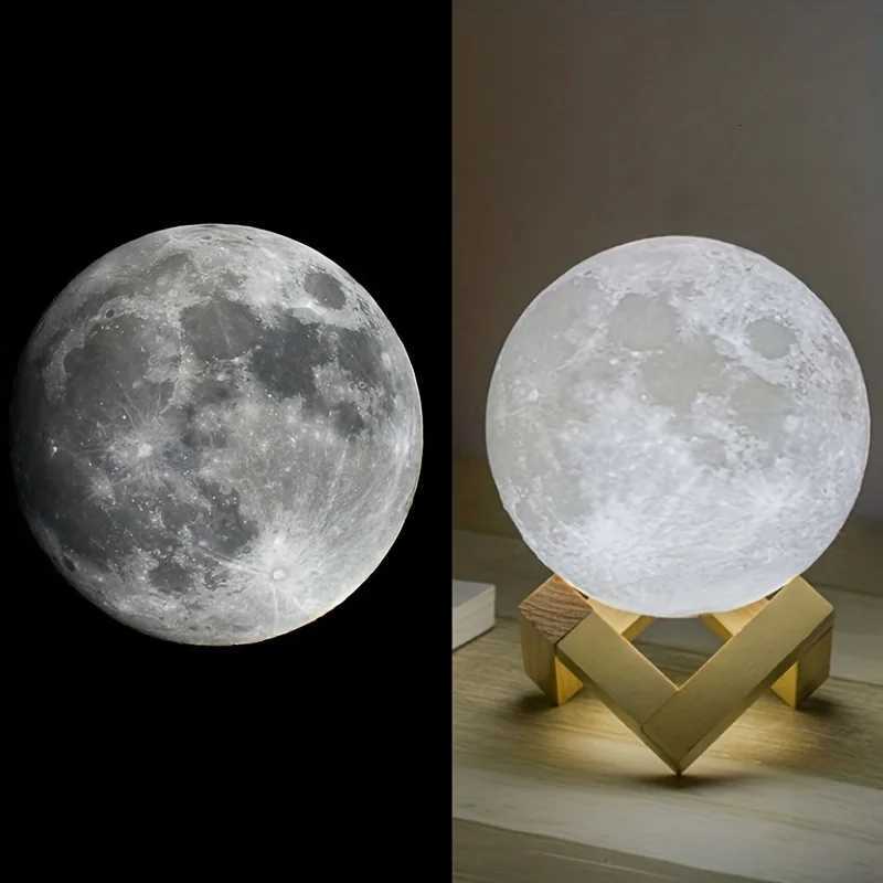Pvc Moon Lamp Usb Rechargeable 3d Night Light Led Ambient Light Pvc Material Lampshade Three Light Modes Are Adjustable M251114