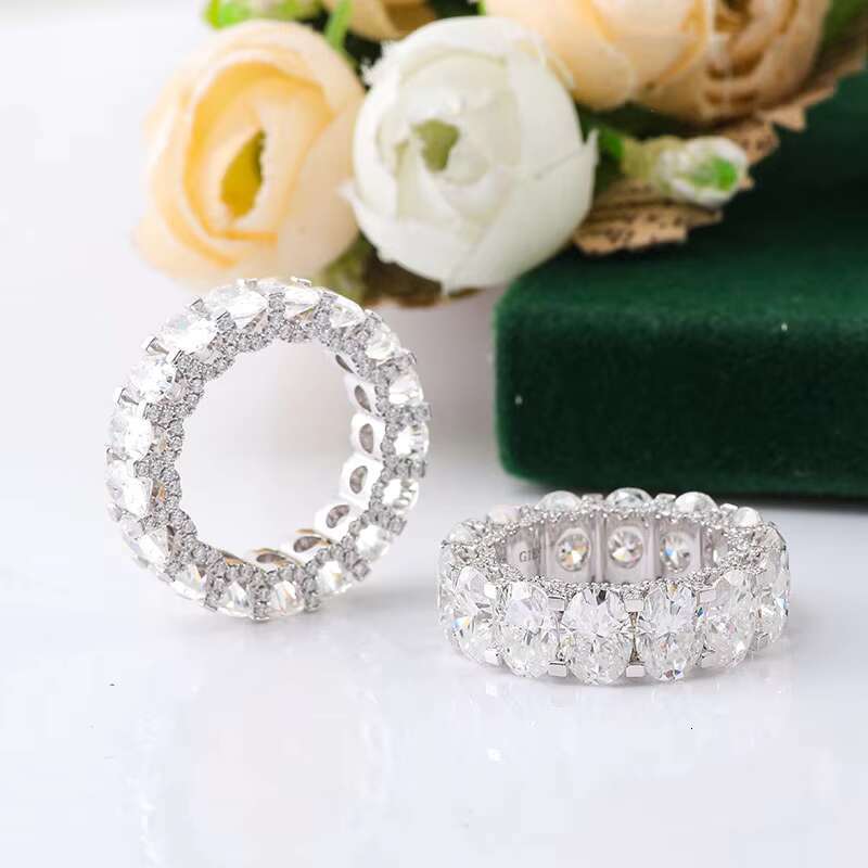 Fashion Jewelry Moissanite Eternity Ring Sparking Ice Wedding Rings for Couples Set and Engagement Diamond White Gold DEF VVS