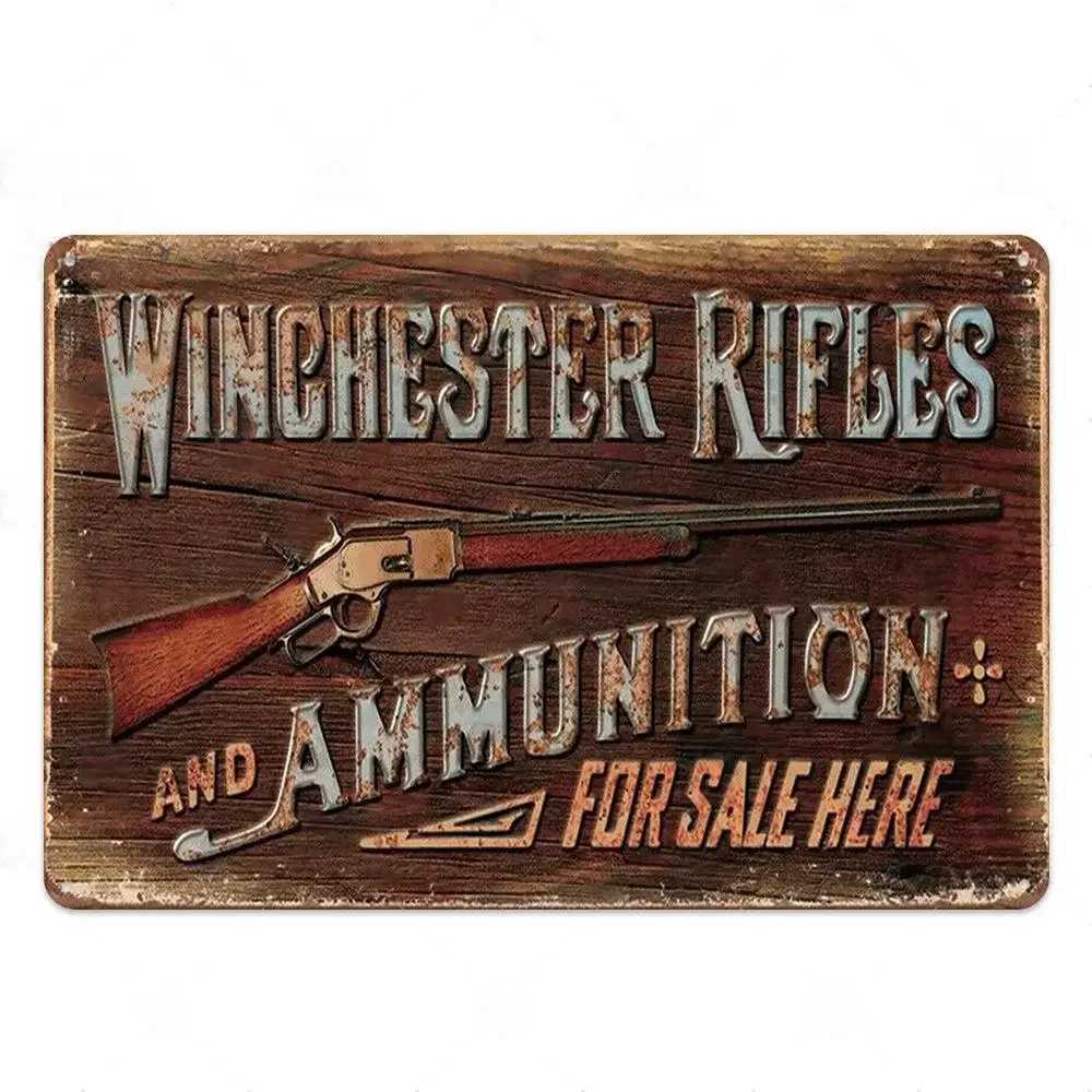 Retro Shooting Winchester Colts Metal Plaque Plate Painting Iron Tin Sign Wall Art Picture For Hunters Home Living Room DecorM251114