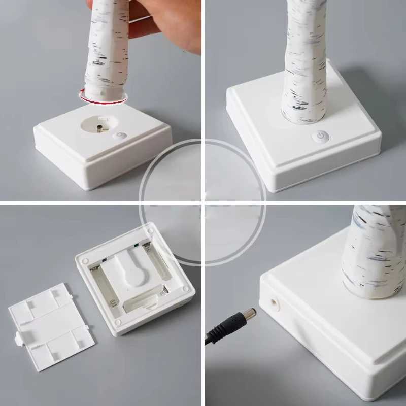 Fairy Tree Table Lamp DIY Willow Pearl Adjustable Branch USB/Battery Powered Gift Home Room Party Wedding Decoration Night Light M251114