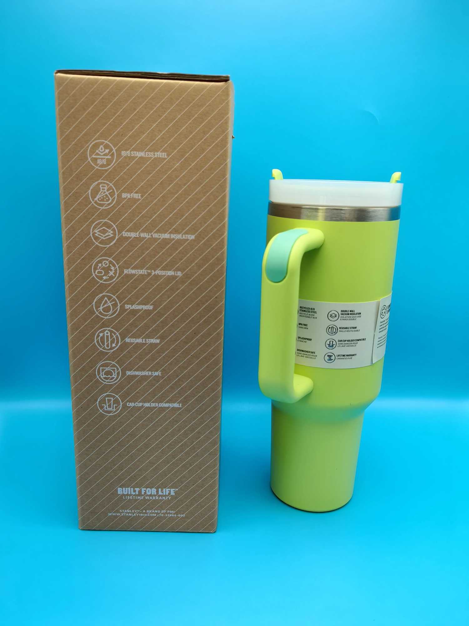 40 oz tumbler with handle and straw Cup holder for travel Insulated stainless steel cup BPA- free C251114