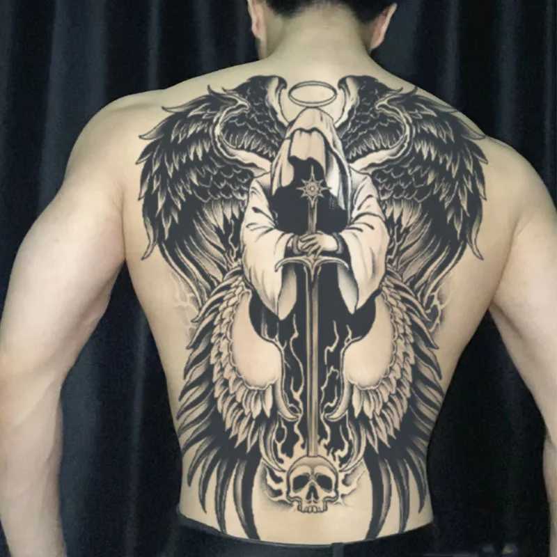 Angel Wings God Tattoo Stickers Real Juice Ink Semi permanent Full Back Tattoo Temporary Duration 2 weeks AdultXJ25414