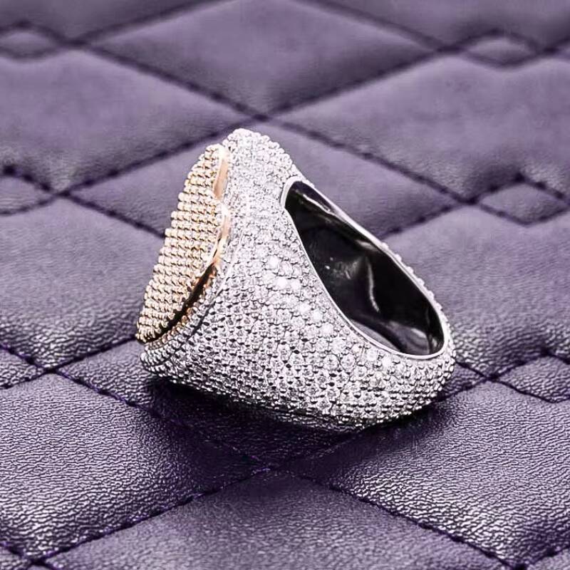 GRA New Design Mens Heart Shaped Moissanite Ring 925 Sterling Silver Iced Bling VVS Two Tone Passes Diamond Tester Hip Hop