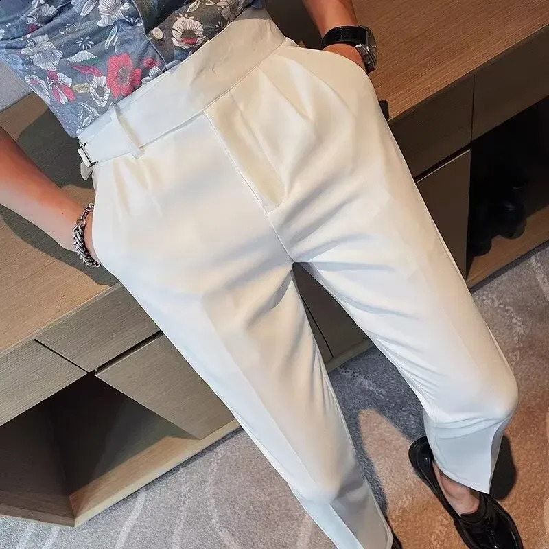 Loose Casual Pants Mens Korean Style Wide Leg Quality Slim Fit Long Trousers Comfortable Drapey Mens High End Casual Trousers 250409