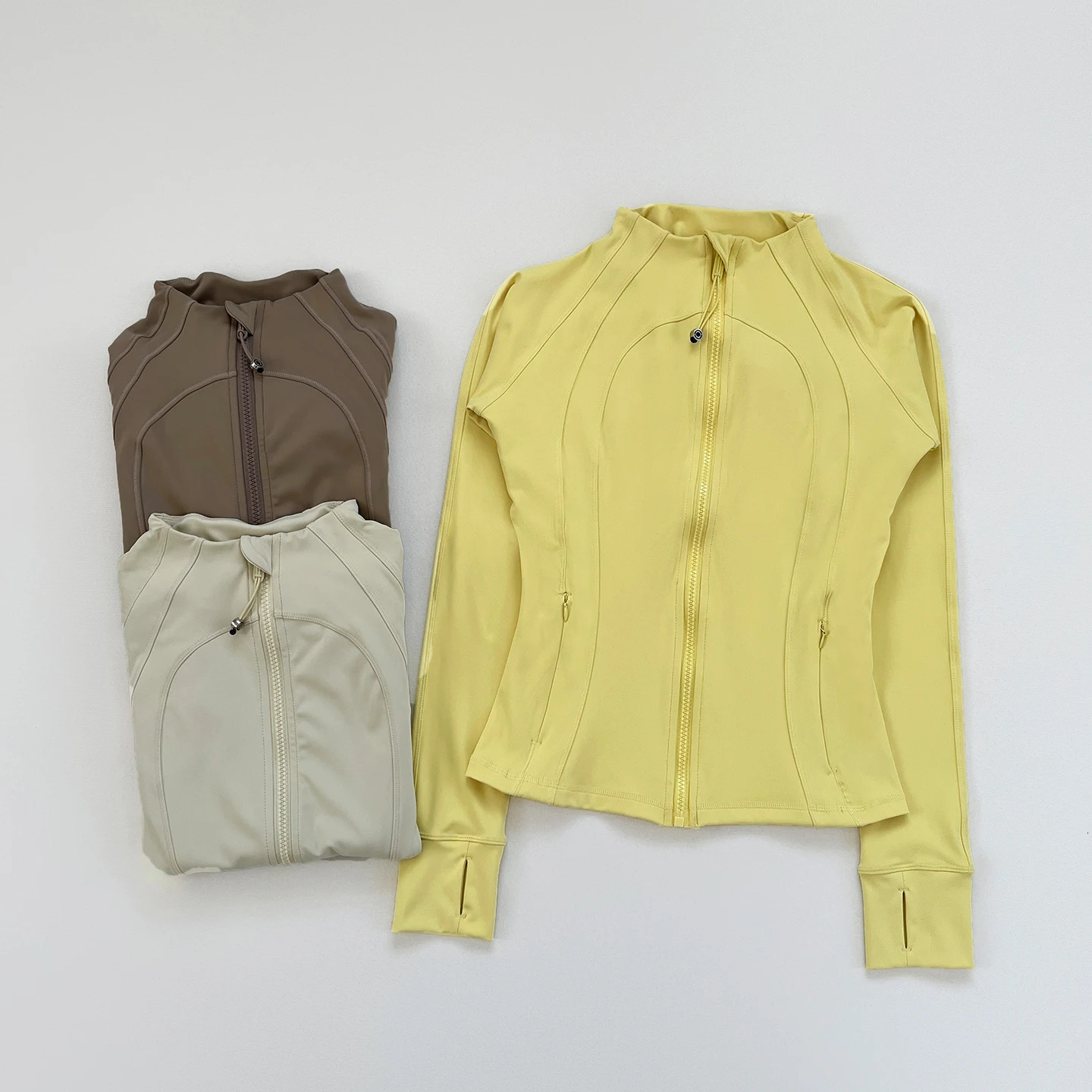 Womens Multi - color Sports Knit Jacket Casual Long - sleeve Top Fashion Solid - color Yoga Outerwear Arrival 251110