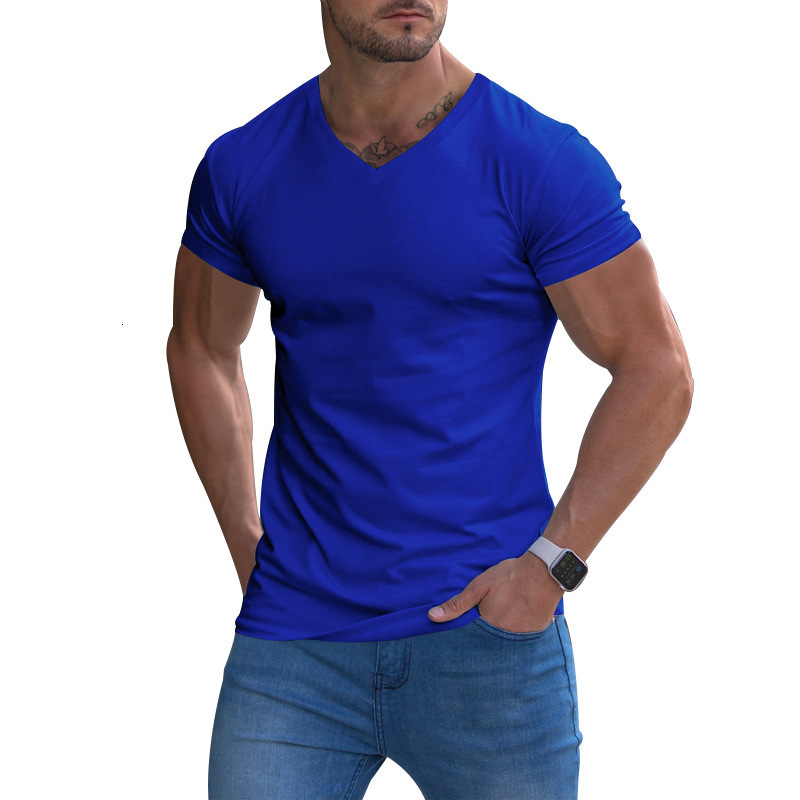 2025 Mens Outdoor Solid V-Neck T-shirt Casual Quick Dry Breathable Sweatwicking Short Sleeve Multi Color Top Hair