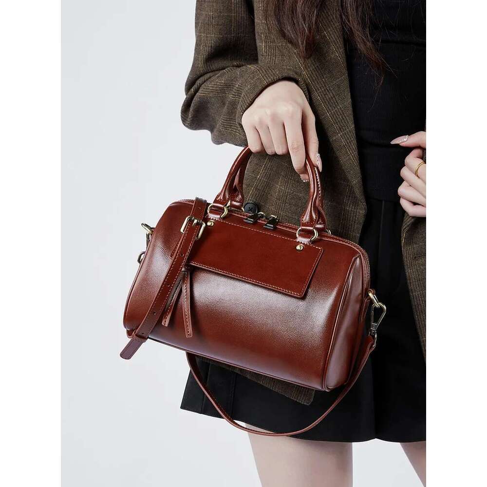 Designer Bag 2025 Fashion Genuine Leather Women Boston Armpit Handbag Cowhide Ladies Crossbody Shoulder Bag Commuter Shopping