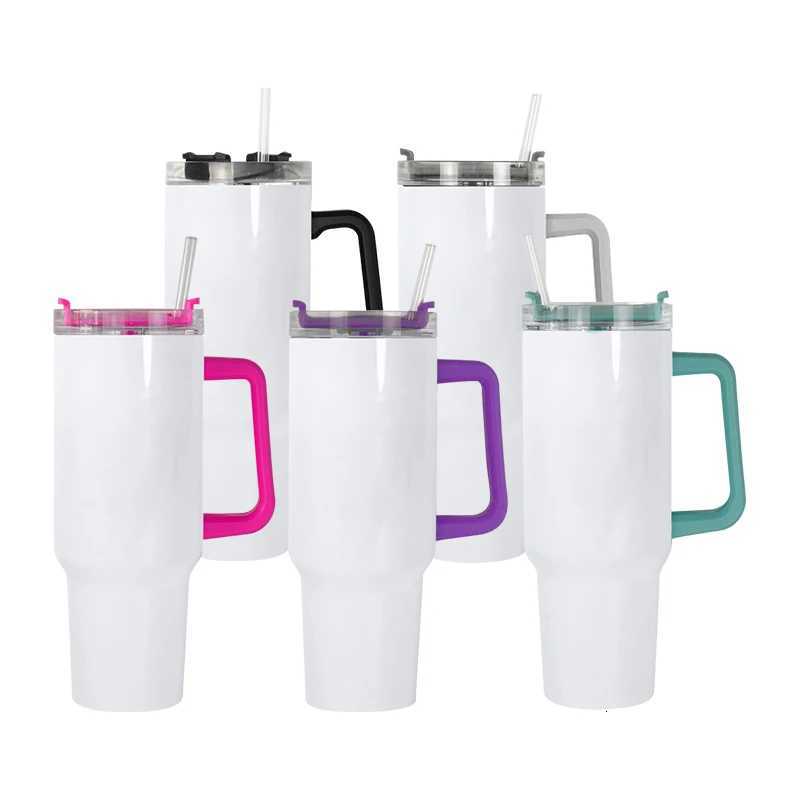 20pcs Mixed Colors 40oz Stainless Steel Vacuum Insulated Sublimation Tumbler Cup Coffee Mug With Handle Hu C251114