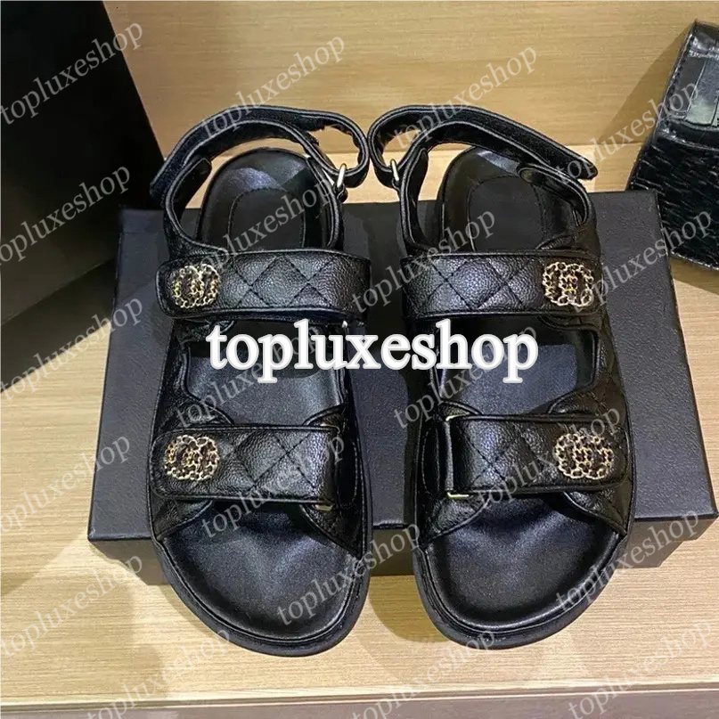 Women Calfskin Dad Sandals shoes Quilted Summer Designer Sandles Shoes Platform Flats Low Heel Wedge Diamond Buckle Sandal Slip On Ankle Strap SFlip Flop