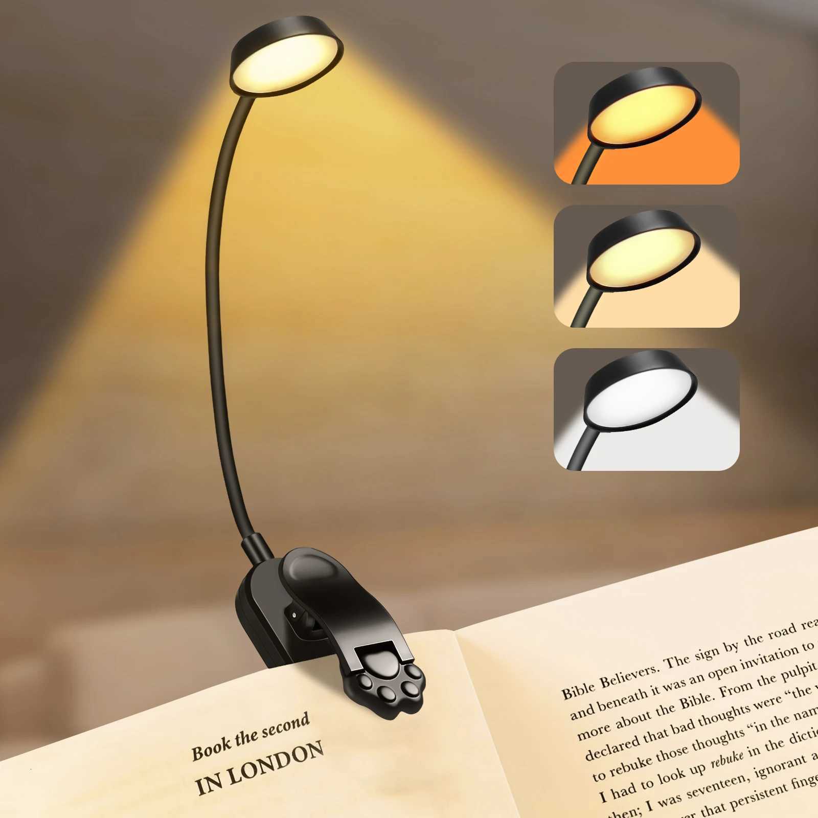 LED dimmable wireless desk lamp USB rechargeable reading light LED night light laptop light foldable book clip light M251114