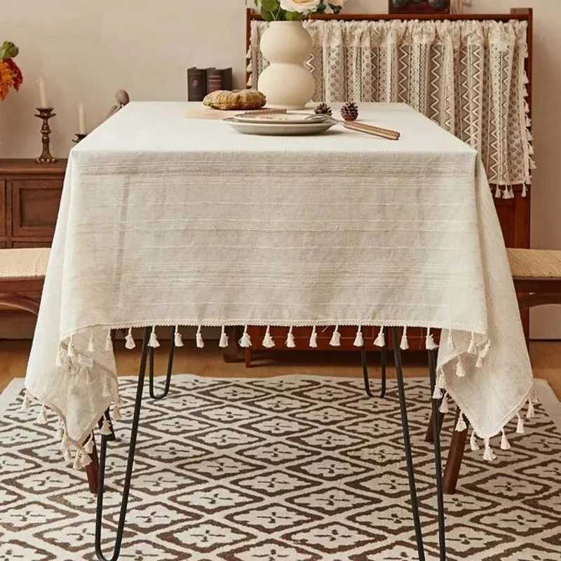 Christmas 1pc Classical Tablecloth Line Tassel Atmosphere Dining Table Cloth Dust Decorative Cloth Living Room Coffee Cover Towel Y251113