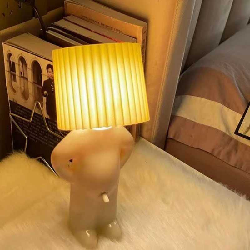 Claeted Naughty Boy Table Lamp Unique LED Pleats Reading Lighting Bedroom Bedside Night Light Childrens Gift M251114
