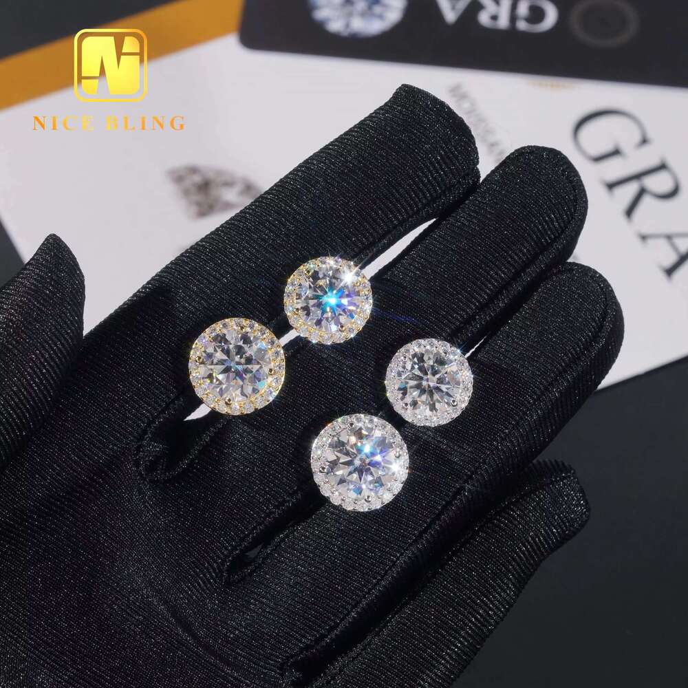 Full range of sizes, fashionable hip-hop jewelry frame settings, earrings, pure sier VVS Moissanite women's earrings