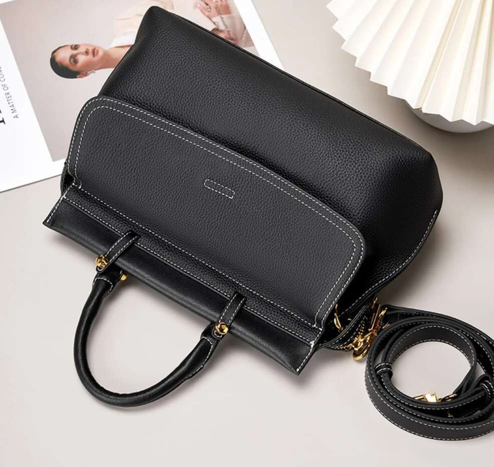 2025 New Vintage Crossbody Messenger Commuter Large Capacity Single-Shoulder Briefcase Cowhide Leather Handbag Shopping Bag