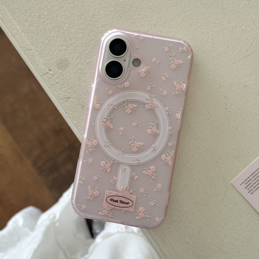Spring Blue Crushed Flower Phone Case Compatible with iPhone 16/15 Pro Niche Mirror Stand iPhone 14/13 Cartoon