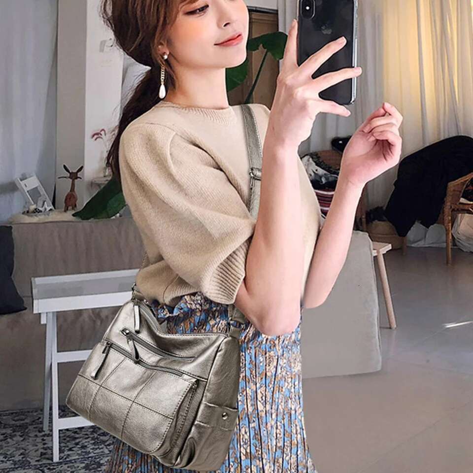2 Layers Genuine Brand Leather Shoulder Messenger Handbags Designer High Quality Crossbody Bags For Women Sac