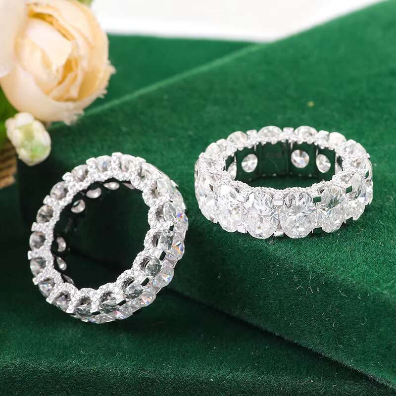 Fashion Jewelry Moissanite Eternity Ring Sparking Ice Wedding Rings for Couples Set and Engagement Diamond White Gold DEF VVS