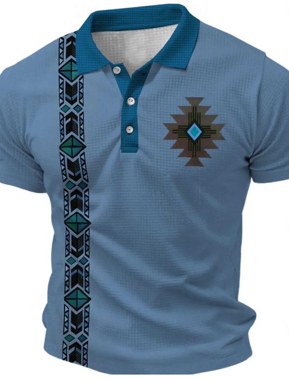 Mens tribal polo shirts golf shirts short sleeved polo shirts collar shirts vintage casual vacation clothes party shirts W250414