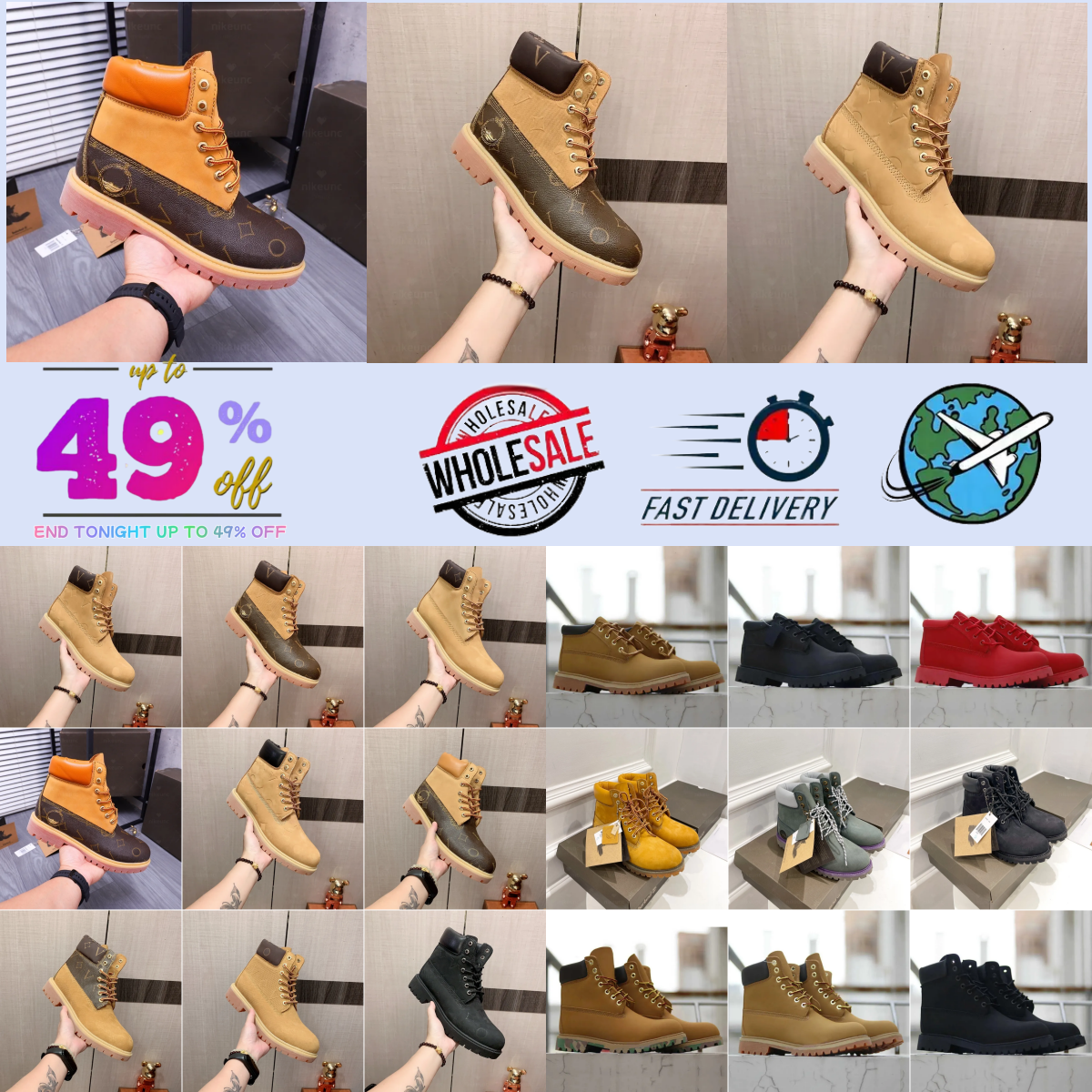 With Box Designer tims yellow Boots Black White Pink Orange Hiking Booties Men Women Winter Shoes tan bottom Premium Waterproof tims land Boot