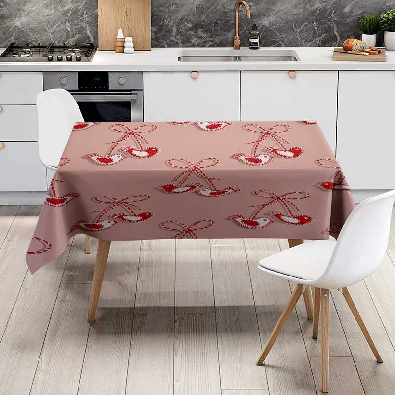 Christmas Rustic Style Christmas Tablecloth with Festive Red White Design Perfect for Holiday Dinners Y251113
