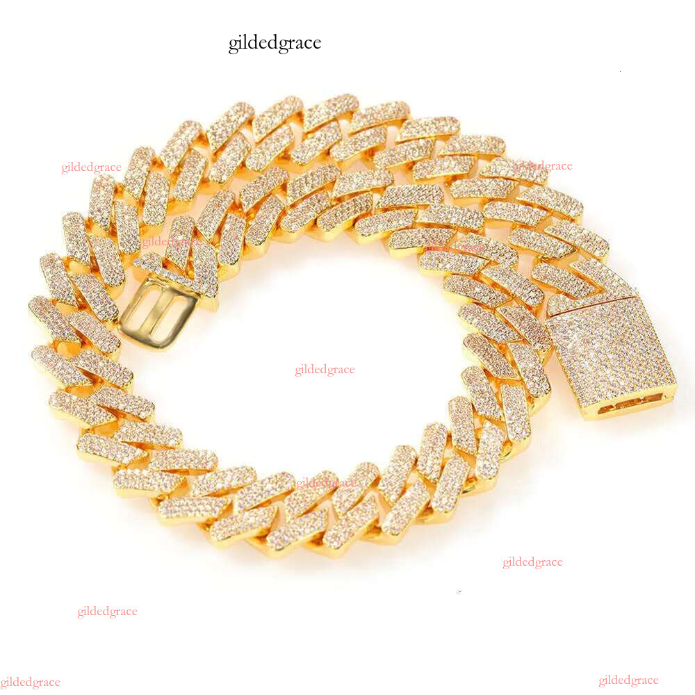 designer chain necklace hip hop jewelry wide 2rows k chains vvs moissanite white gold plated sterg sier cuban bracelets N34