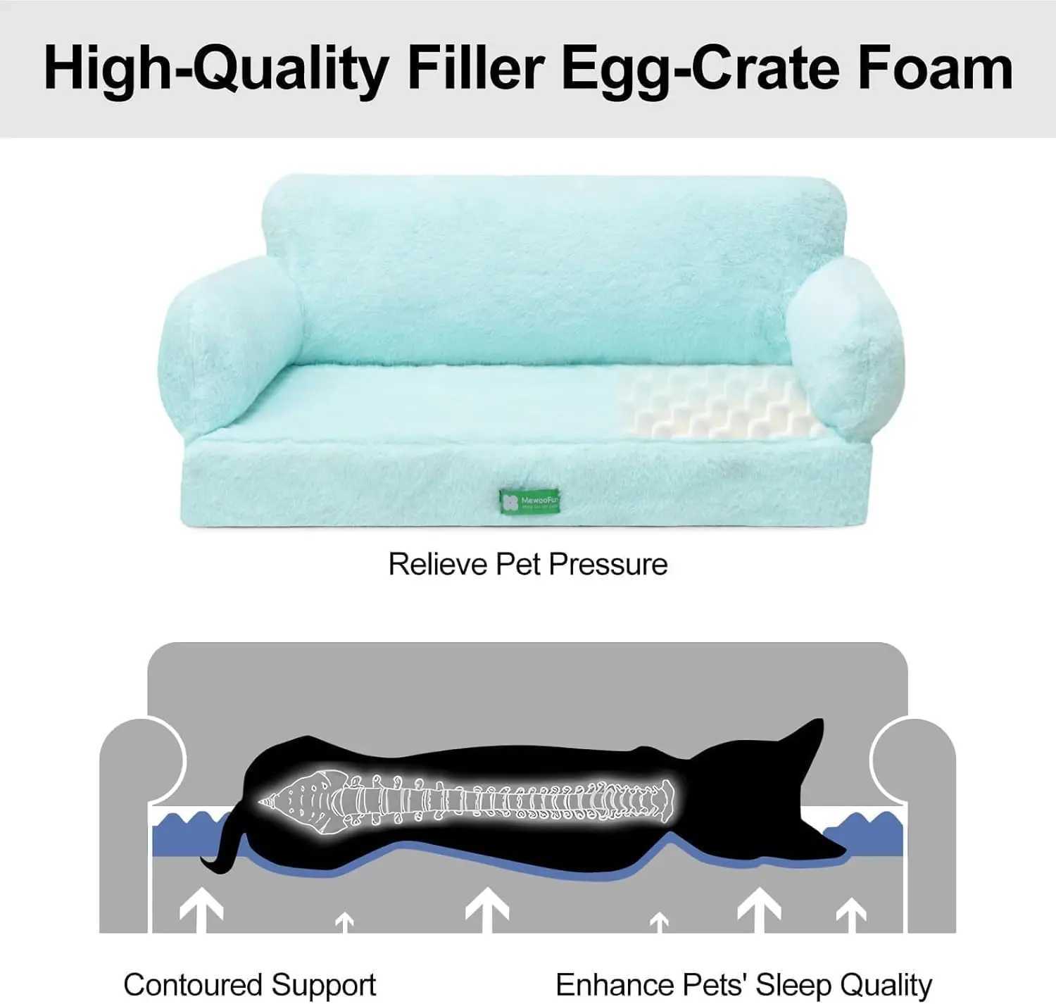 MEWOOFUN Dog Bed Sofa Egg - foam Dog Sofa with Removable Washable Cover and Non slip Bottom Big Blue X250412