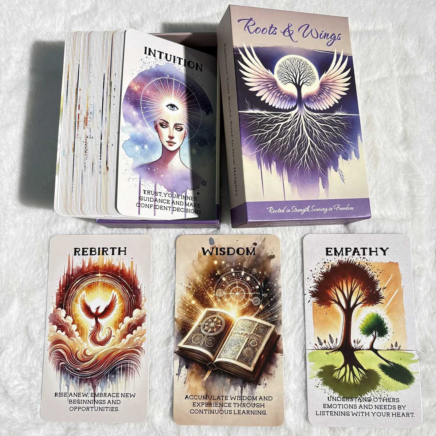 Roots and Wings Oracle Cards Self Discovery Tarot Deck Inner Strength English Version with Meaning on The Cards 54-Cards C251114
