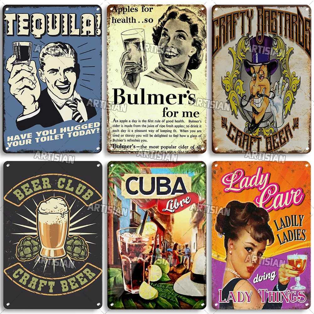 Rusty Metal Tin Sign Beer Metal Plaque Decorative Plate Aged Bar Home Metal Signs Tequila Metal Plate Funny Industrial DecorM251114