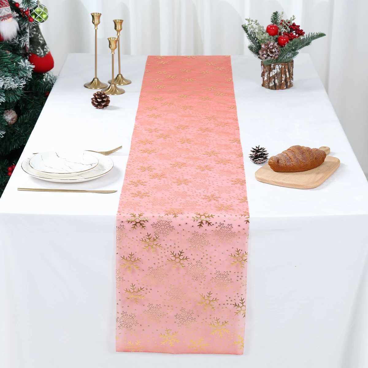 Christmas Christmas Snowflake Table Runner Christmas Decoration for Home 2025 Pendant Xmas Table Flag Ornament Navidad Natal New Year Gift Y251113