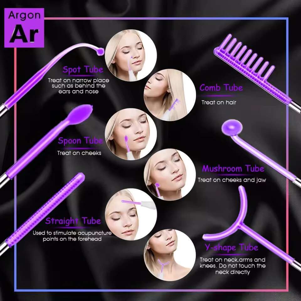 6 In 1 Touch Panel High Frequency Facial Hine For Hair Face Electrotherapy Wand Argon Treatment Acne Skin Care