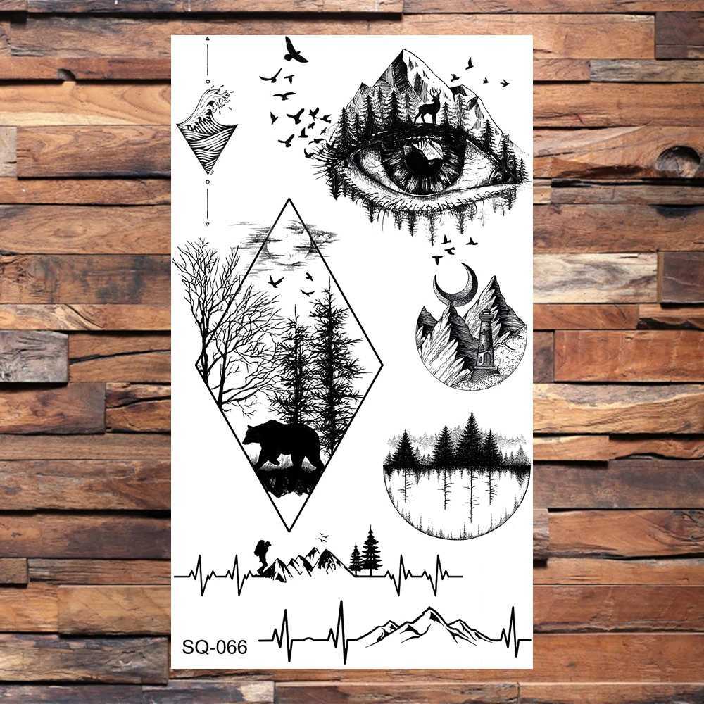 Skeleton Temporary Tattoo Female Adult Real Wolf Snake Rose Feather Fake Tattoo Sticker Back Tattoo BodyXJ25414