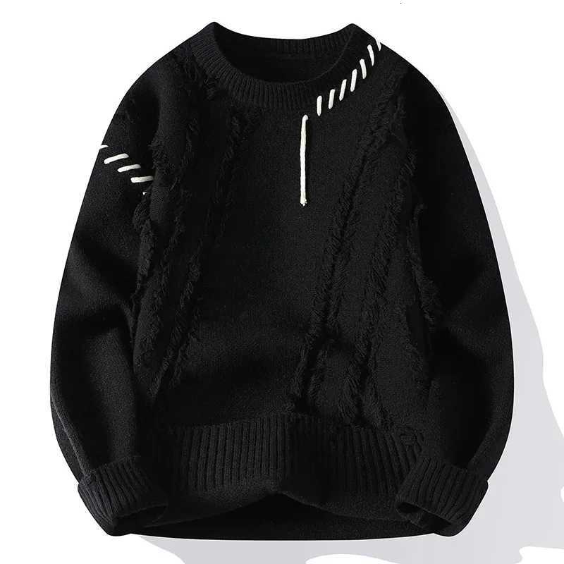 Fashion Mens Warm Knitted Sweaters Patchwork O Neck Knit Pullovers Autumn Winter Korean Streetwear Pullover Casual Mens ClothingW251114