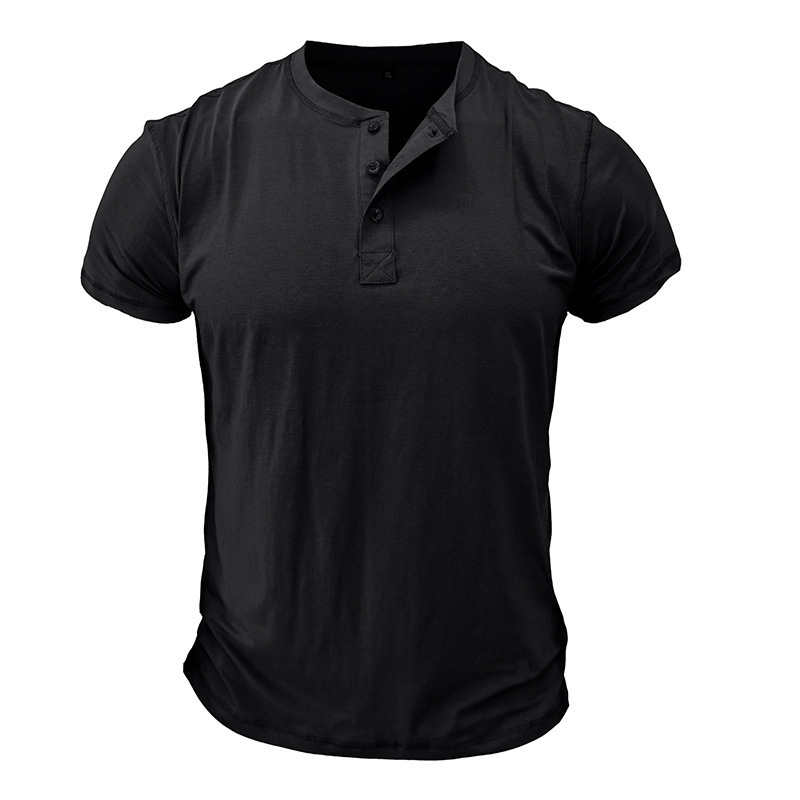 2025 Summer Mens Short sleeved Round Neck T-shirt Mens Henley Shirt Mens T-shirt Top
