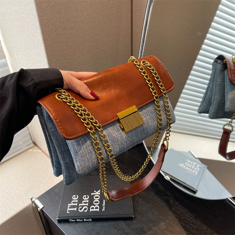 Niche Design Armpit For Women New Korean Retro Contrast Color Chain Shoulder Crossbody Women's Trendy Bag