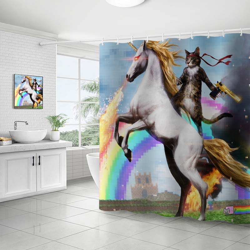 YL-37709 Customized 3D High-Definition Digital Printed Polyester Waterproof and Mildew-Proof Shower Curtain Set