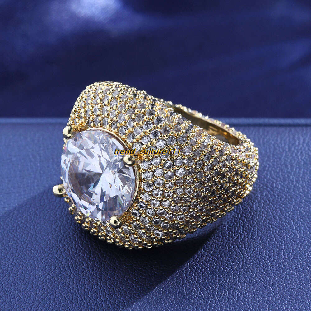 New Pigeon Egg Copper Set with Large Moissanite Hip Hop Full Diamond Trendy Men's Ring